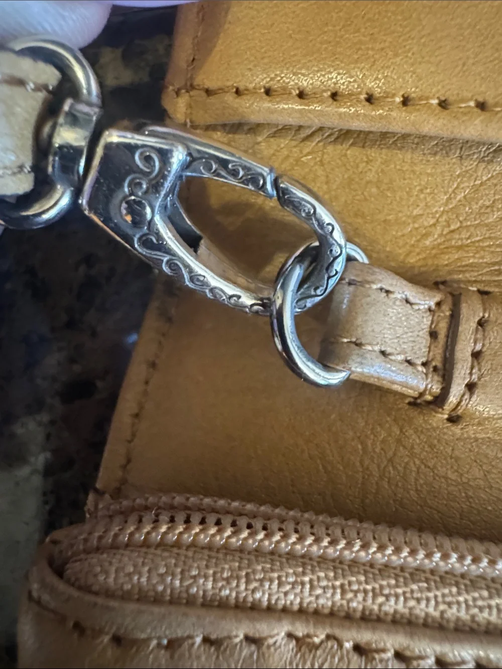 Brighton Camel light yellow  Crossbody with Embossed Floral Medallion sm purse